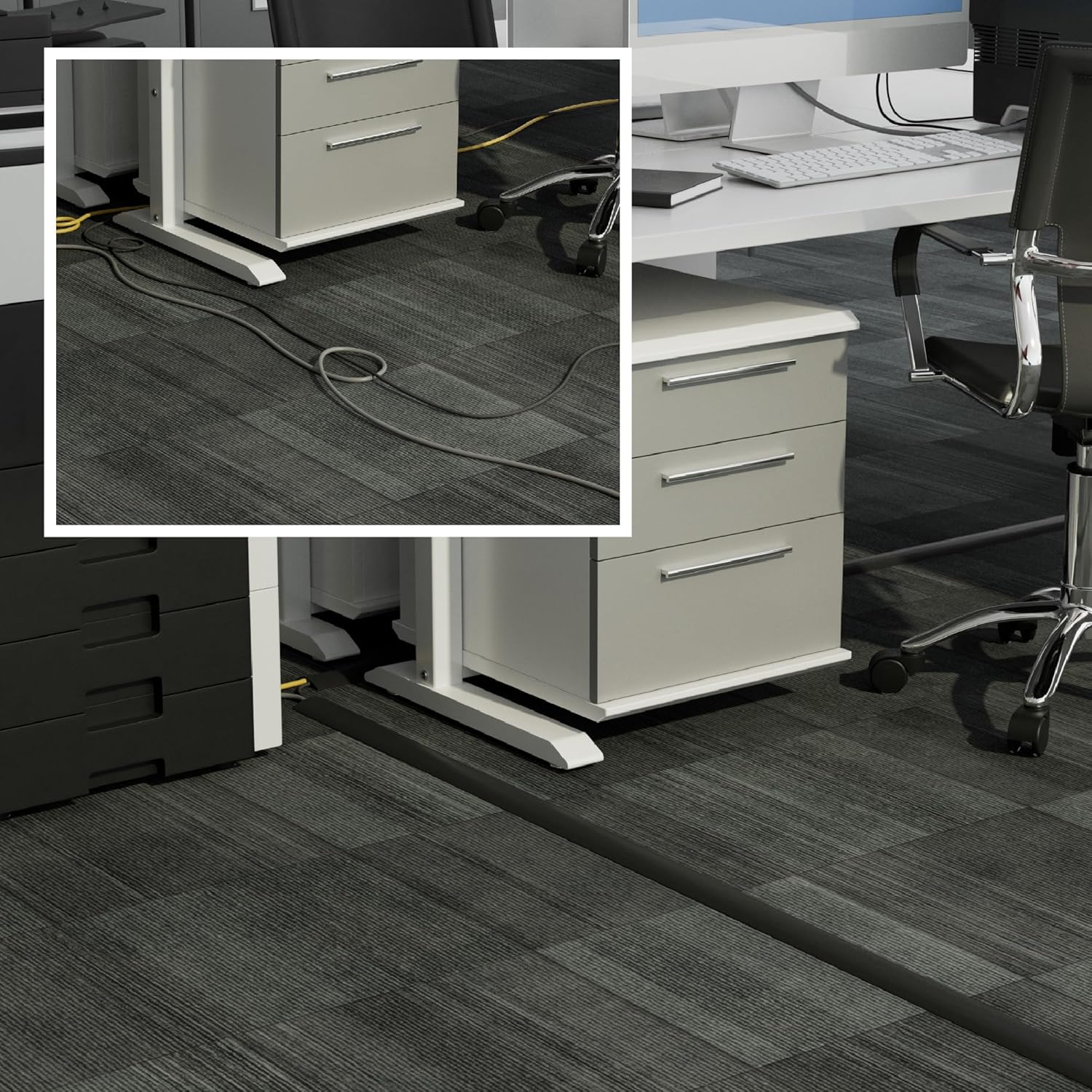 D-Line CC-1 Cable Protector, Floor Cord Channel, Wire Cover, Protect Cables & Prevent Trip Hazards - 1.8 Meter Length, Cavity 17mm (W) x 9mm (H) - Black thumbnail 4