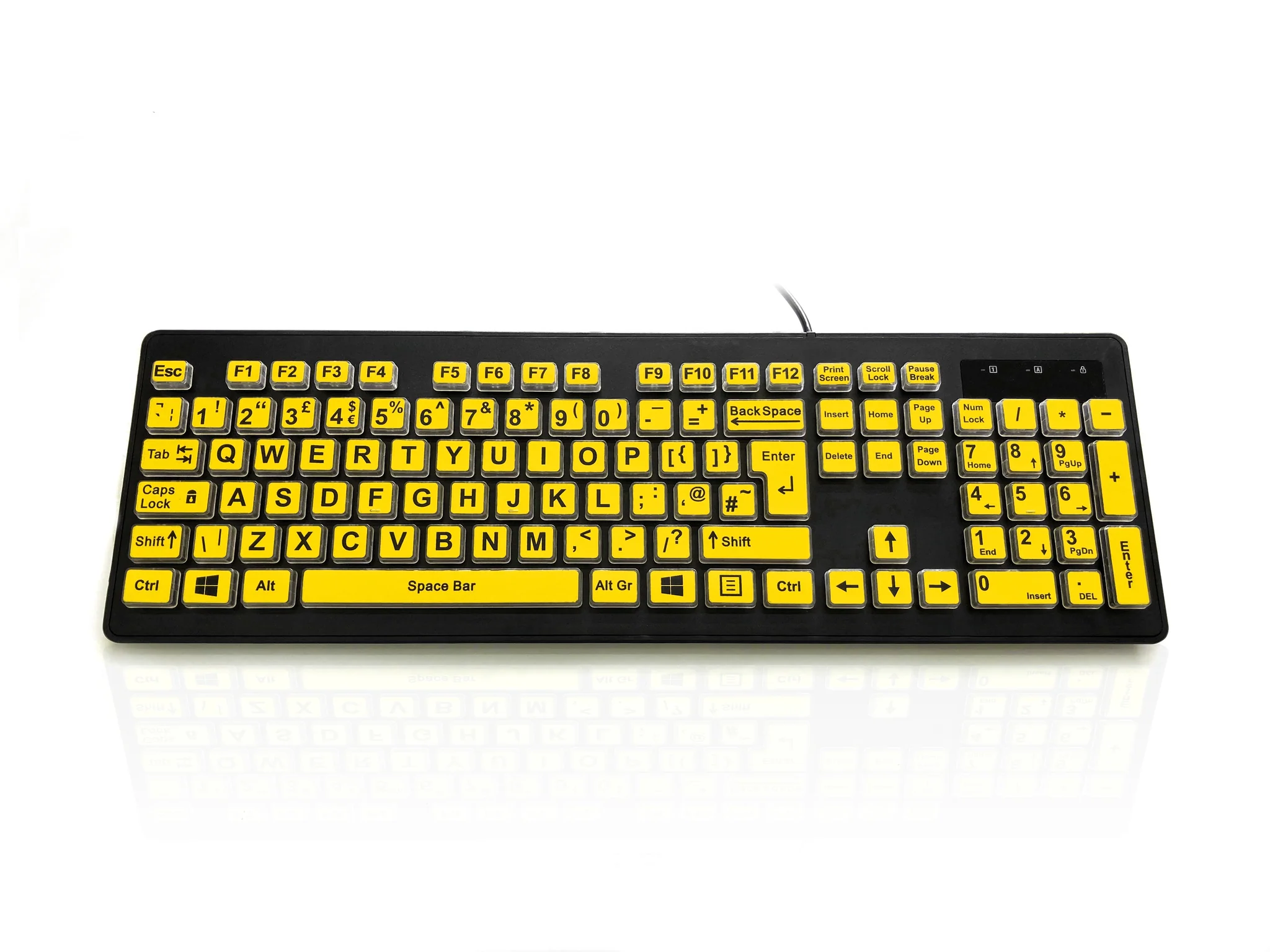 Accuratus Rainbow 2 High Vis - USB High Visibility Visual Impairment SEN Keyboard with Extra Large Black Font & Yellow Keys