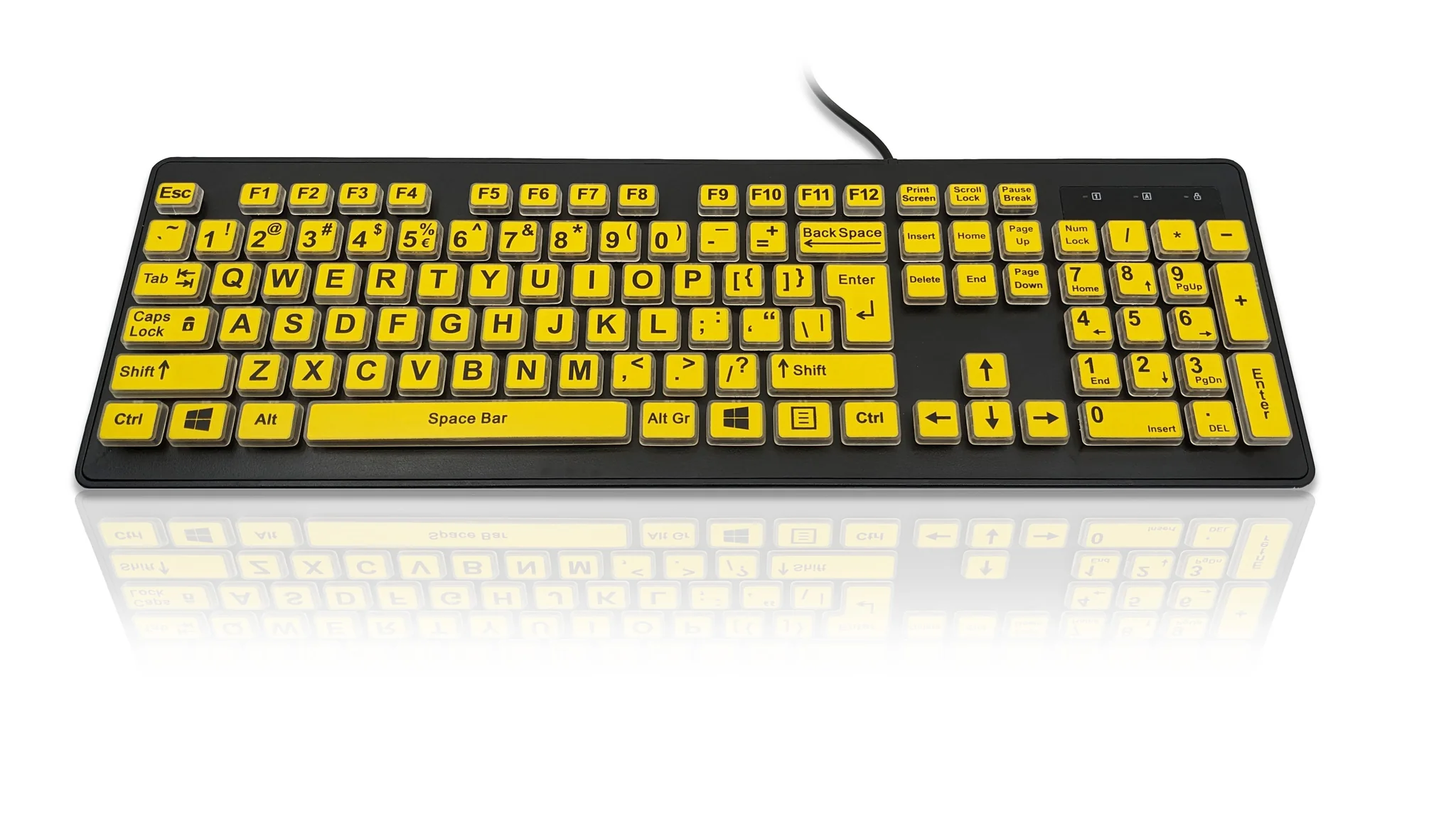 Accuratus Rainbow 2 High Vis - USB High Visibility Visual Impairment SEN Keyboard with Extra Large Black Font & Yellow Keys thumbnail 4
