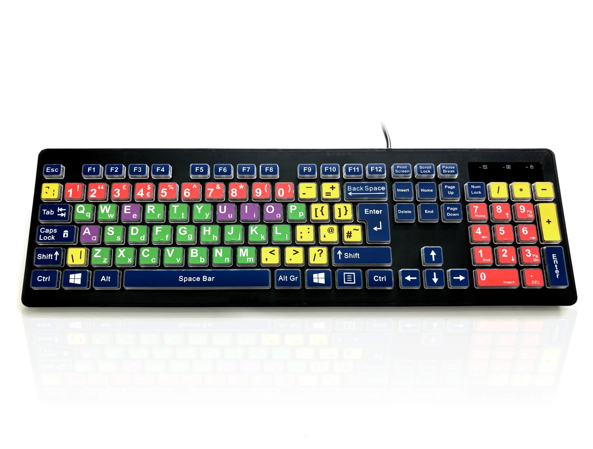 Accuratus Rainbow 2 Mix - USB Mixed Colour Childrens SEN Keyboard with Extra Large Font & Mixed Colour Keys