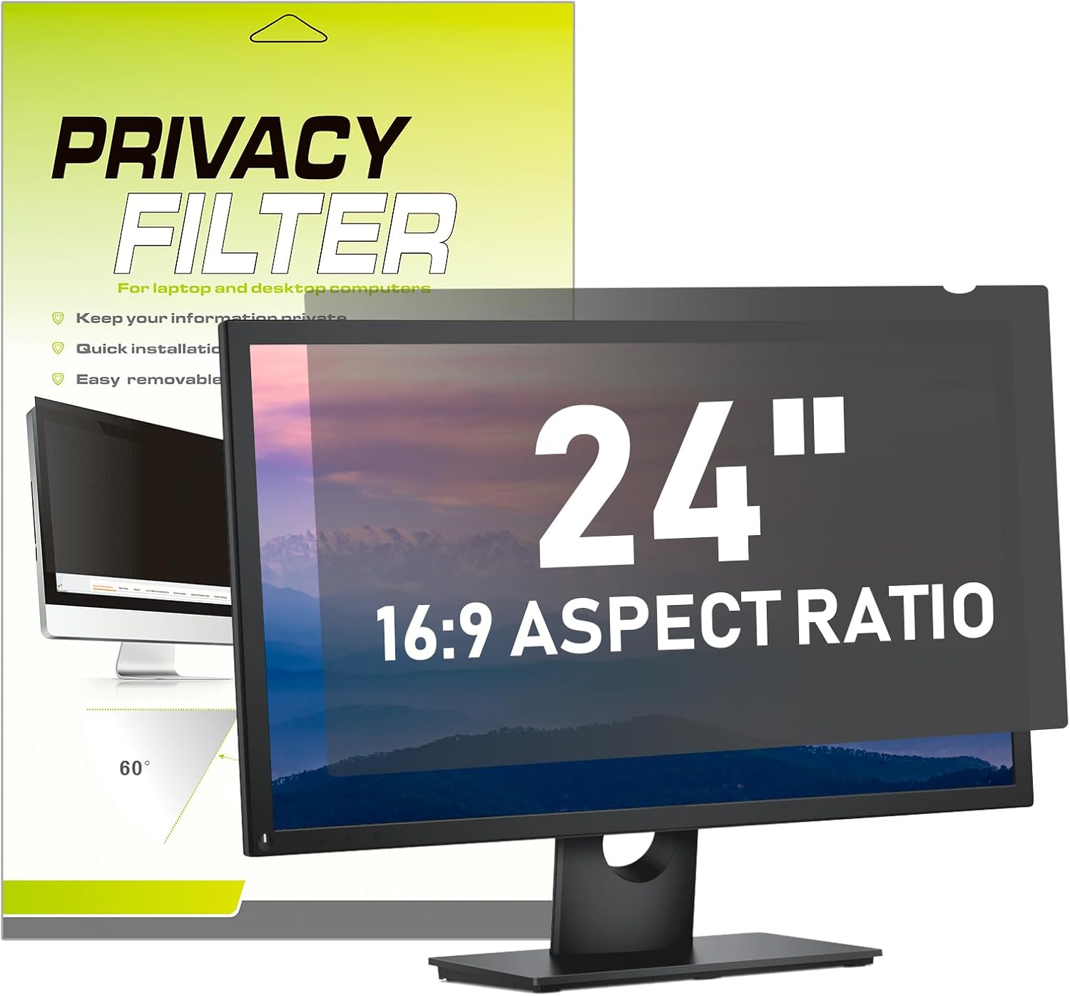 24" Computer Monitor Privacy Screen Anti-Blue Light Filter, Blue Light Screen Filter  Reduces Eye Strain, TAA Compliant