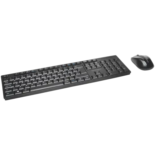 Pro Fit™ Low-Profile Wireless Desktop Set with spill-proof keyboard with multimedia keys, ambidextrous mouse and AES encryption